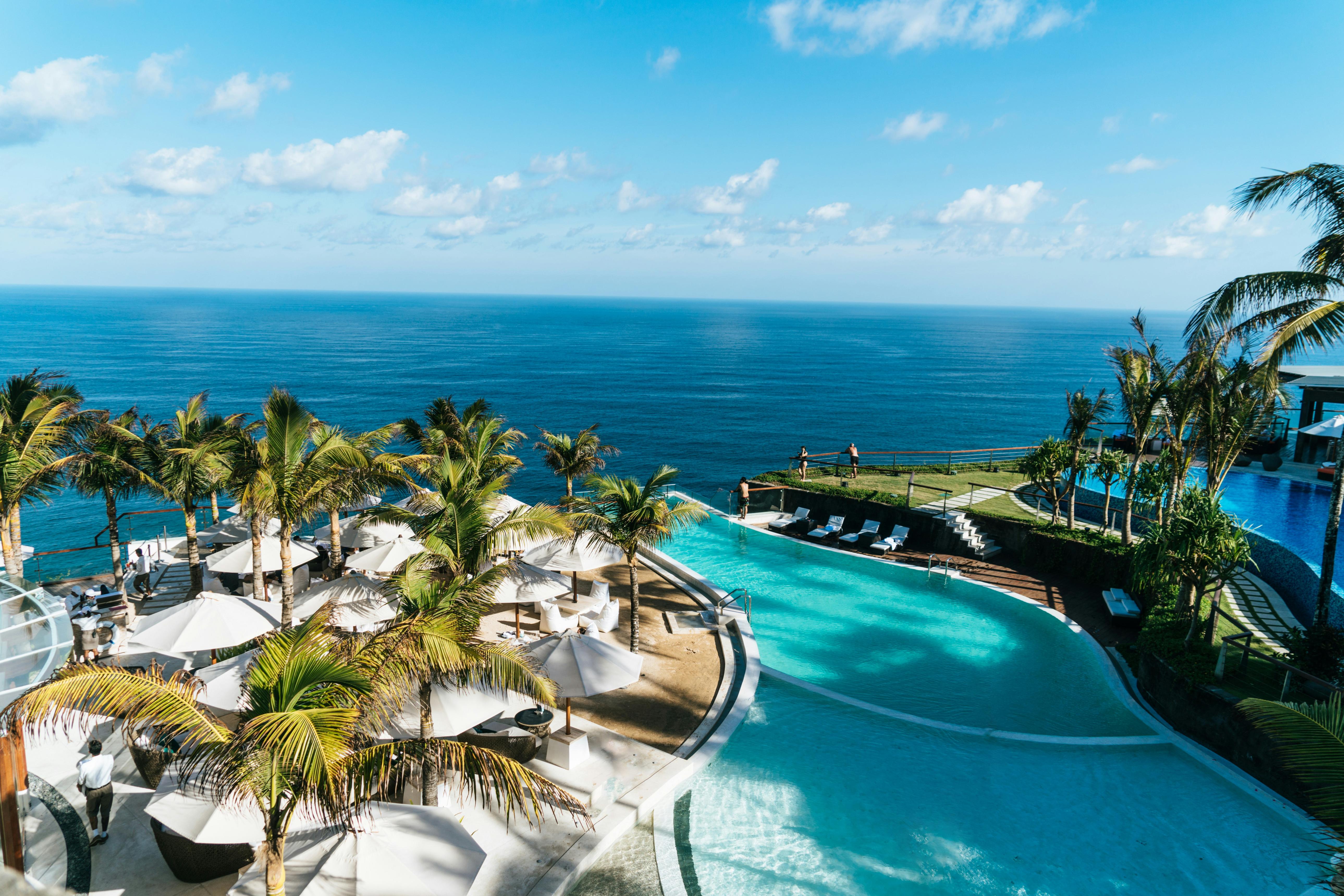 Aerial view of turquoise ocean and beach